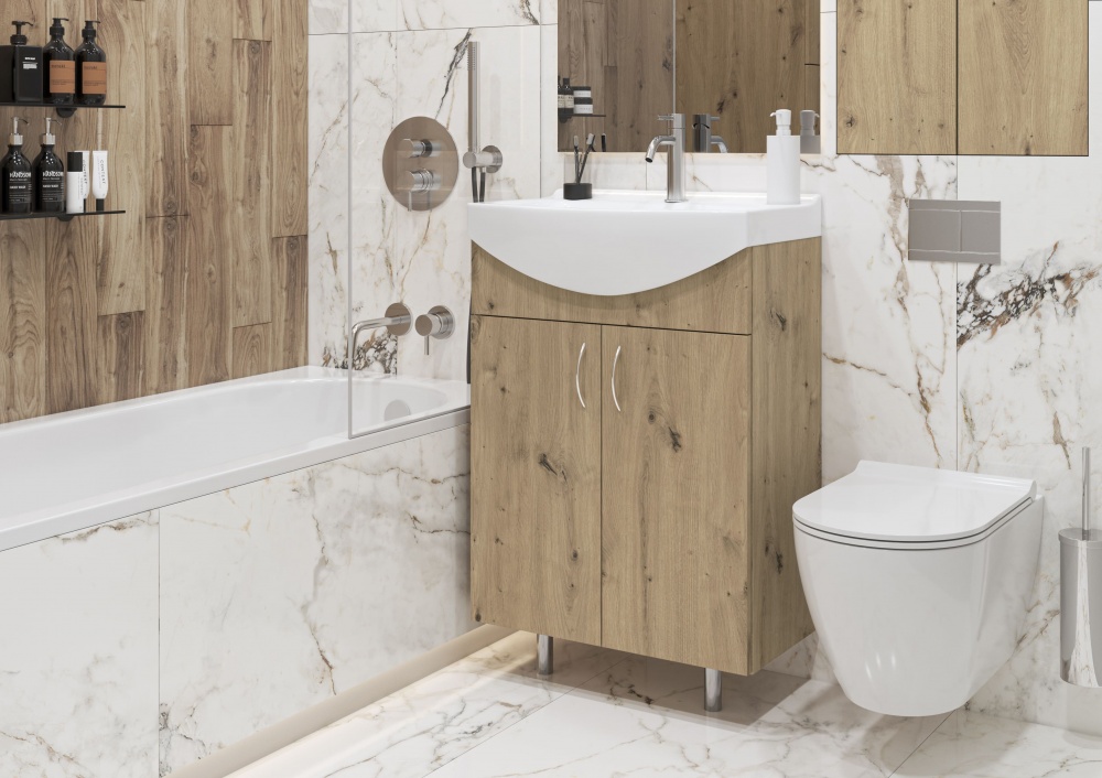 Тумба напольная Грейд Артик 55 дуб артизан под умывальник Cersania 55