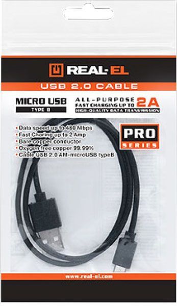 Перехідник USB Real-el USB – microUSB + Apple LightningUSB Type-C – microUSB 1 м (USB 2.0 Pro AM-micro type B 2m) 