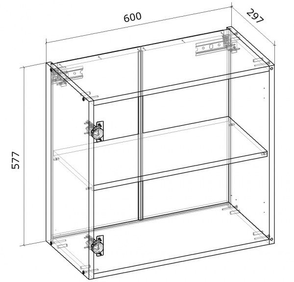 Шкаф верхний дл вытяжки 600x577x300 мм орех темный 