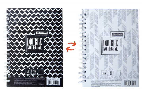 Книга для нотаток Double А6 96 арк. чорний/сріблястий Buromax