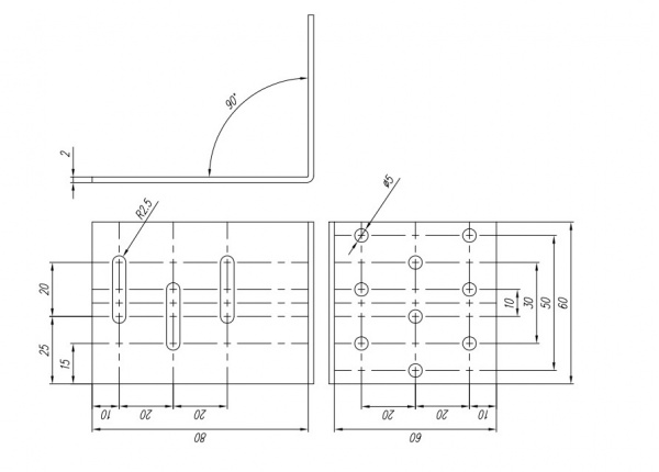 Кутник монтажний Domax L-подібний 80x60x60 мм 2 мм KMR1