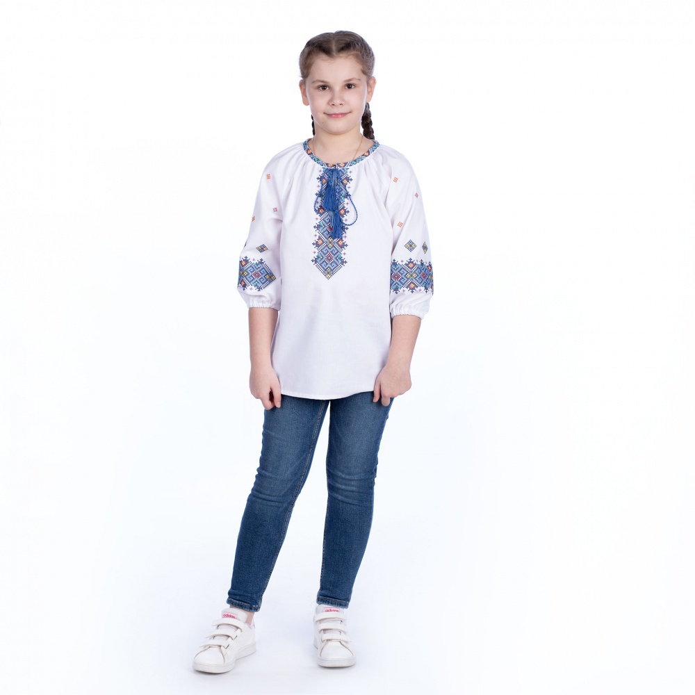 Вышиванка для девочек Эдельвика 379-23/09 р.134 белый 379-23/09