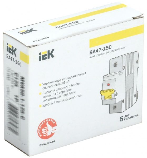 Автоматичний вимикач IEK ВА47-150 1Р 100А 15кА MVA50-1-100-C
