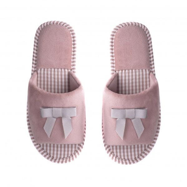 Тапки домашние Twins HS-VL велюр/клетка р. 40 персиковый 