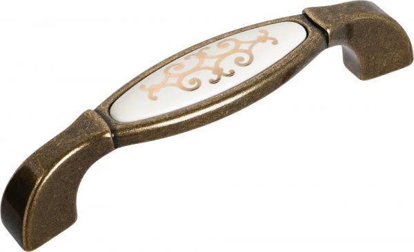 Меблева ручка D-307 G4/14M 128 мм антична бронза/білий DC 72602