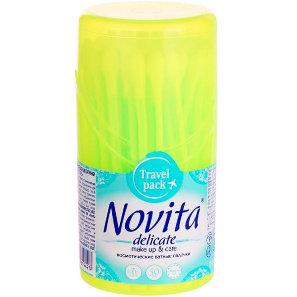 Ватные палочки Novita delicate make up & care Travel pack 50 шт. (круглая)