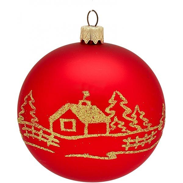 Куля скляна d80 3292Н золотий/червоний