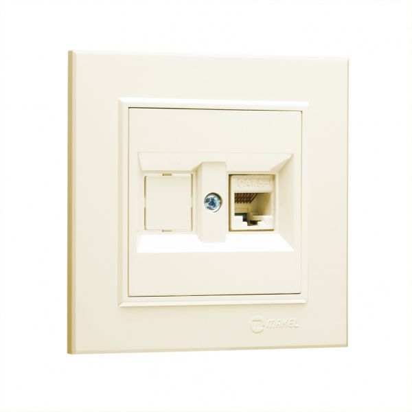 Розетка компьютерная двойная Makel Karea PC RG-45 САТ 5e кремовый 56010035