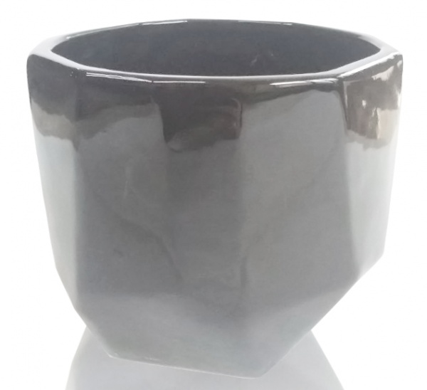 Кашпо керамическое 13x13x12 см фигурный 0,7 л светло-серый (205-12) 