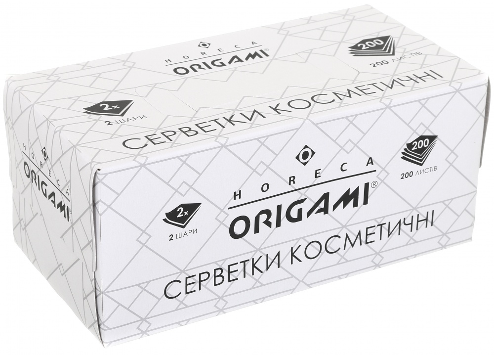 Салфетки в коробке Origami Horeca косметические 2 слоя дизайн в ассортименте 200 шт.