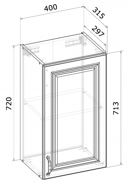Шафа верхня МС Глорія В 40х72х31,5 см білий/дуб артізан Грейд