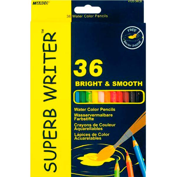Карандаши акварельные Superb Writer 4120-36CB 36 шт. с кисточкой Marco