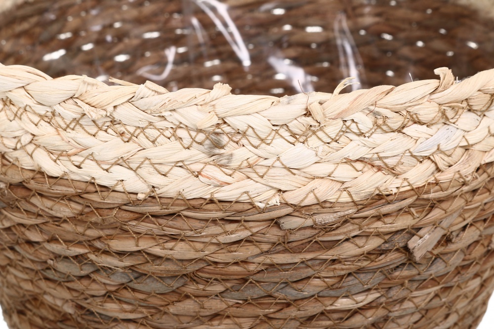 Кашпо ПВХ флористическое 25x19 см FWP23-1-1 круглый коричневый с бежевым