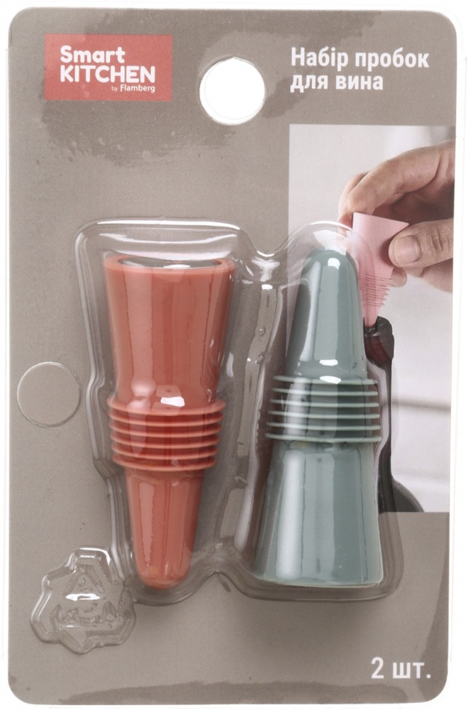 Набор пробок для вина Smart Kitchen by Flamberg персиковый/зеленый