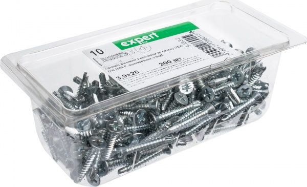 Саморез по металлу 3,9x25 мм 200 шт оцинкованная сталь 9T13925-2kp Expert Fix