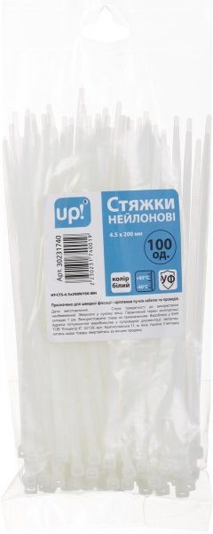 Стяжка кабельна UP! (Underprice) 4.5х200 мм 100 шт. білий 