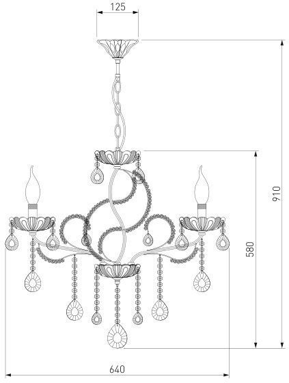 Люстра подвесная Strotskis Berberis 5x60 Вт E14 хром 3015/5 