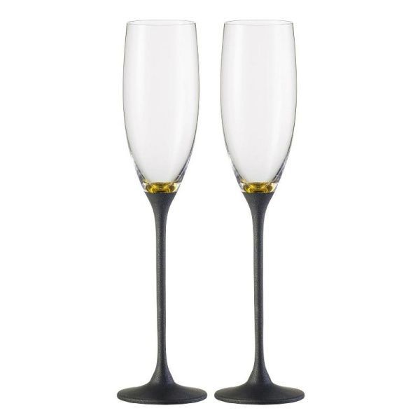 Набор бокалов для шампанского Exklusiv черно-золотой 180 мл 2 шт. Eisch 