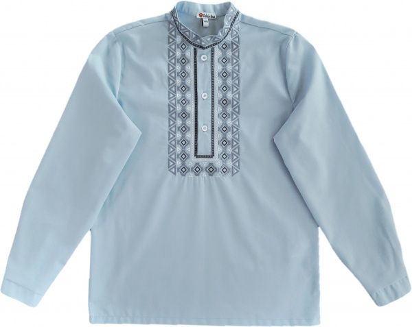 Вышиванка для мальчиков Эдельвика 205-20/00 с серой вышивкой р.152 голубой 