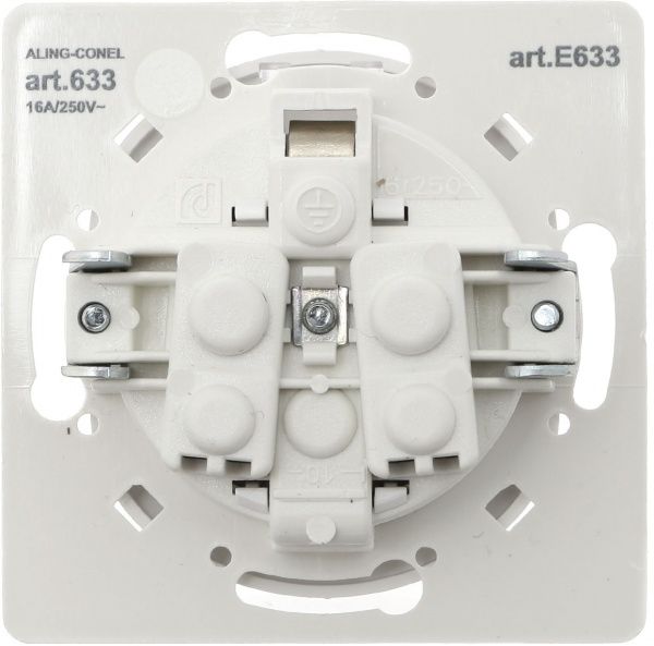 Розетка с заземлением Aling-Conel Eon без шторок с крышкой белый E633.0