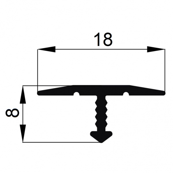 Тавровый профиль гладкий АЛЮПРО 18х1800 мм зебрано песочный