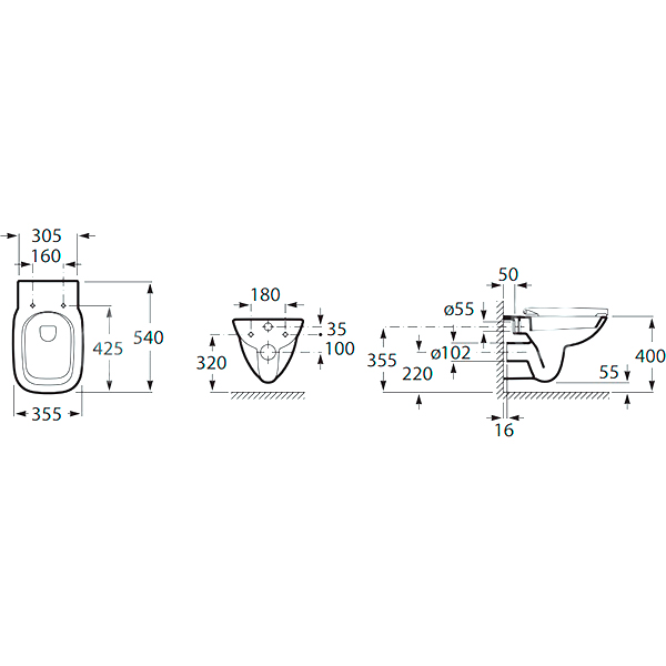 Унітаз підвісний ROCA Debba Rimless A34H99L000