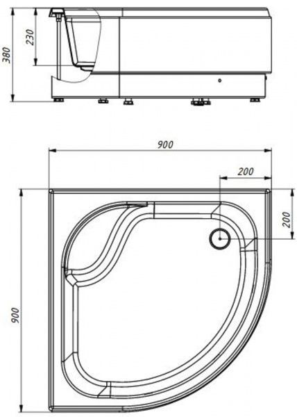 Поддон акриловый EGO Bora 90x90x38
