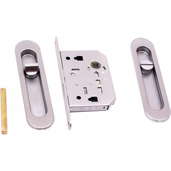 Замок врізний з ручками WC RDA SL-155 для розсувних дверей матовий хром