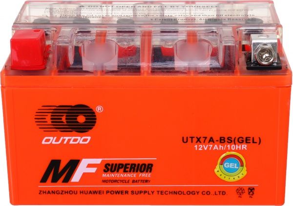 Аккумулятор автомобильный Outdo UTX7A - BS (GEL) 7А 12 B HCOG-7-0 «+» слева