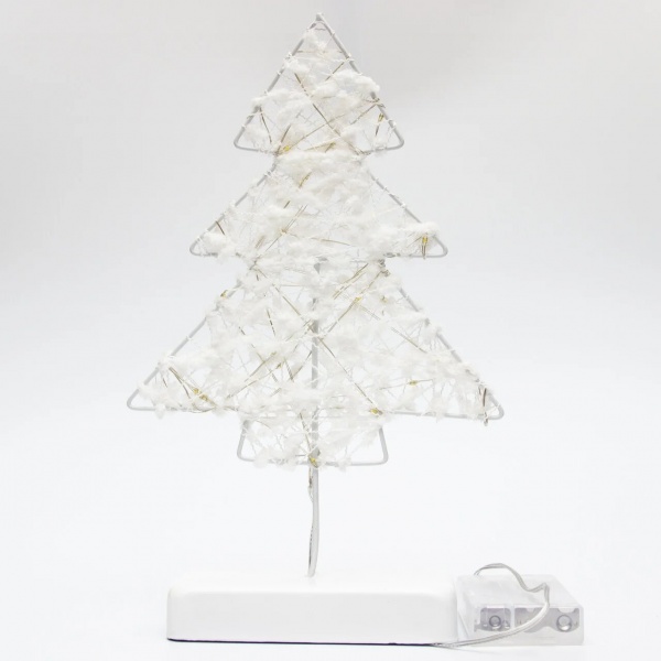 Декорация новогодняя Девилон Елка белая, 17,7х6х30 см теплый свет 14 