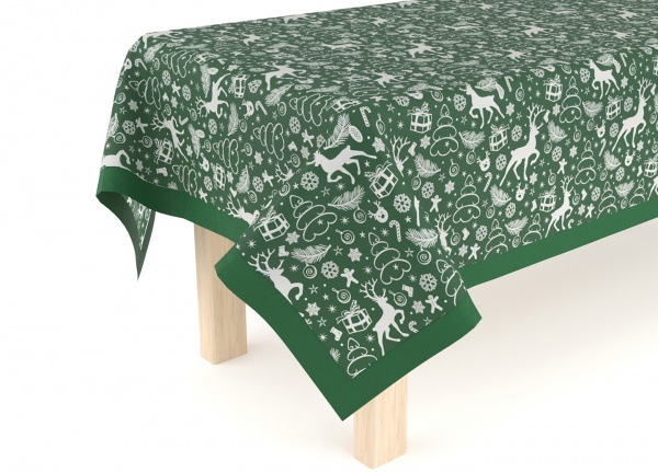 Скатерть 140x220 см зеленый с рисунком Homeline 