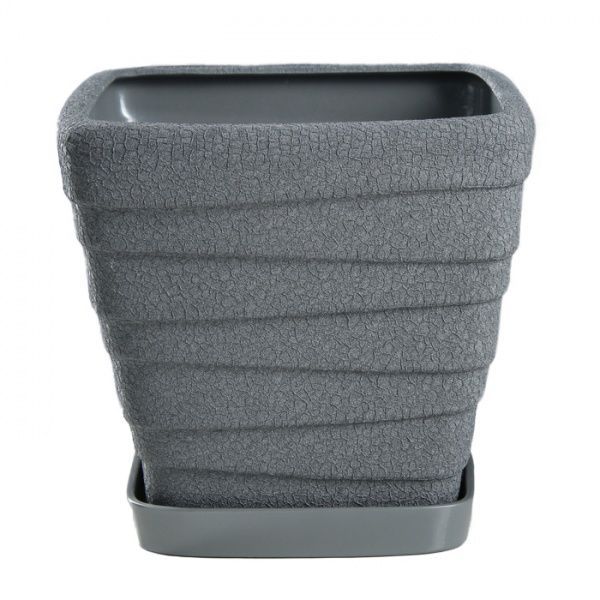 Горщик керамічний Оріана-Запоріжкераміка квадрат №2 Хвиля шовк квадратний 8л металік 