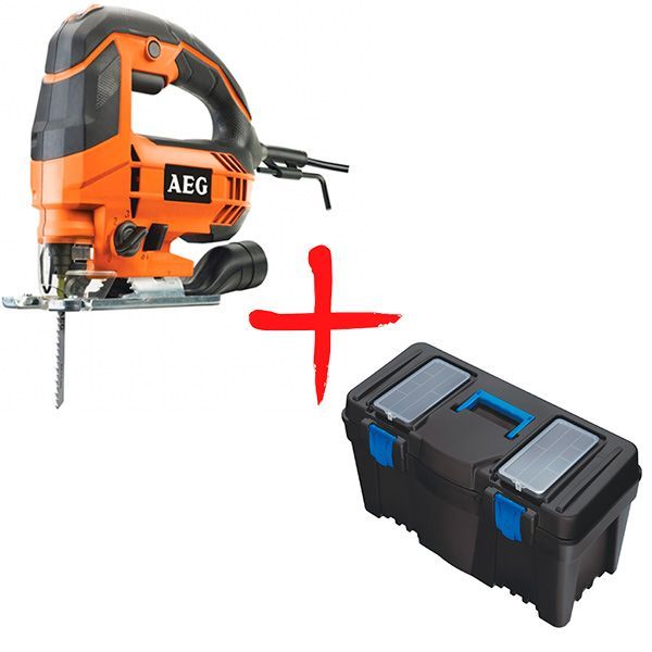 Электролобзик AEG 4935451001 + ящик для инструментов Calibe STEP100