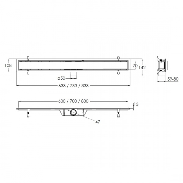 Душевой трап Imprese d4480BQ с решеткой квадрат