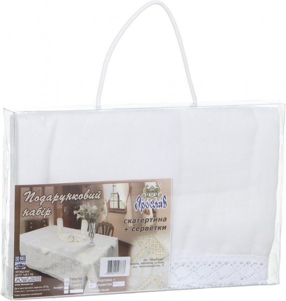 Набор скатерть + 6 салфеток 175x150 см белый Ярослав 