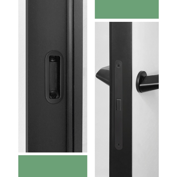 Двери скрытого монтажа MVM Outside/внешнее открывание с алюминиевым торцом RAL9005 черный мат ПГ 800 мм грунтованные под отделку 