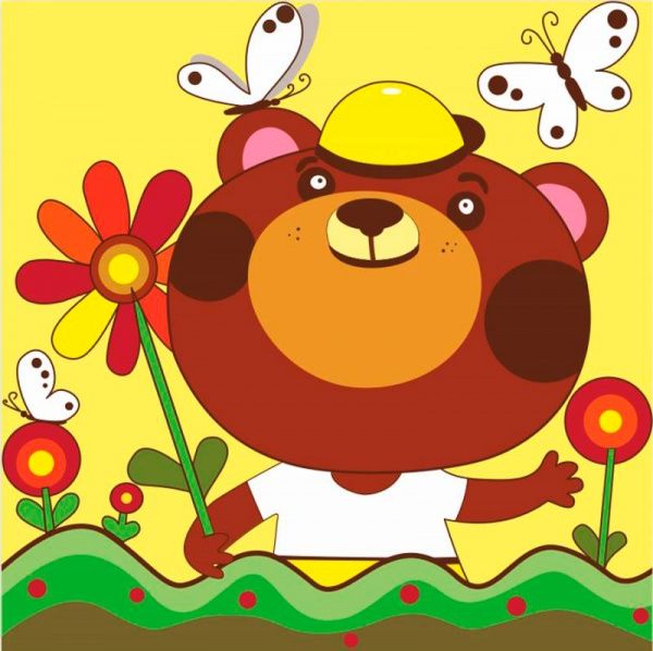 Раскраска по контурам Рисовалка Медвежонок на прогулке Rosa Kids 