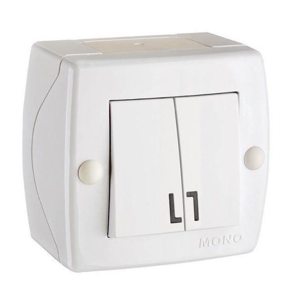 Вимикач двоклавішний Mono Octans без підсвітки 10 А 250В білий 104-010101-102