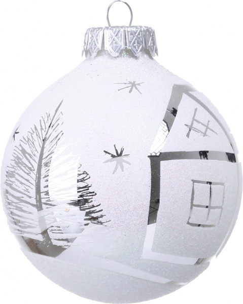 Куля новорічна сніжна колекція d 80 мм білий