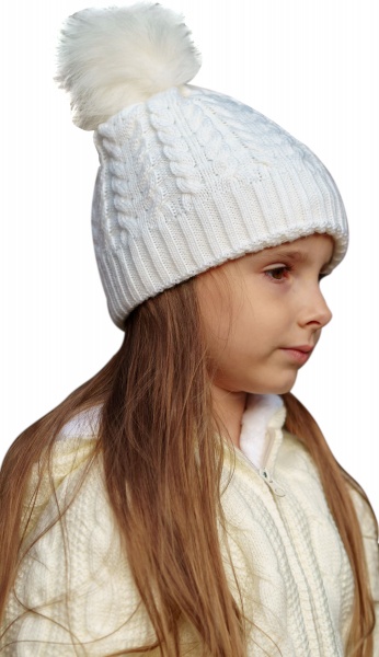 Шапочка для девочек Mari-Knit 0852 р.52–54 белый 