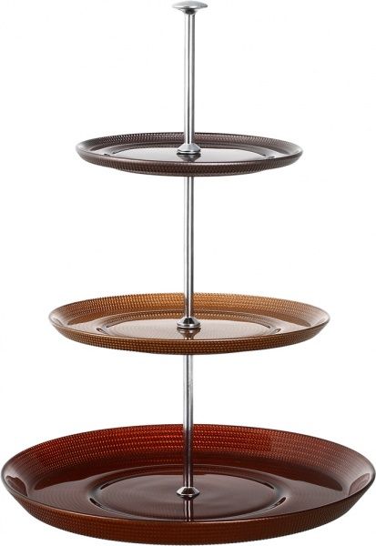 Фруктовниця триярусна 28-21-17 см коричнева Arda Cam 
