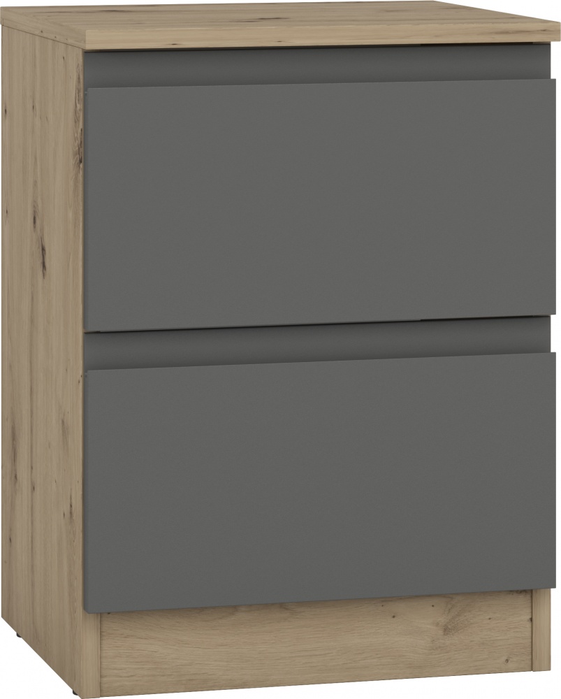 Тумба прикроватная Грейд Эстер-3 2ш J-pull 402x540x350 мм дуб артизан/графит
