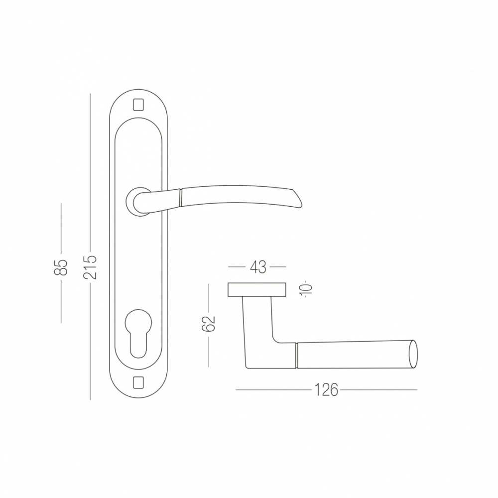 Комплект фурнитуры цилиндровый Linde A-1210 PZ 85 SN/CP 85 мм матовый никель/полированный хром без петель