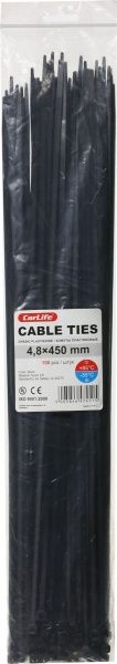 Стяжка кабельная CarLife 4,7х450мм черная