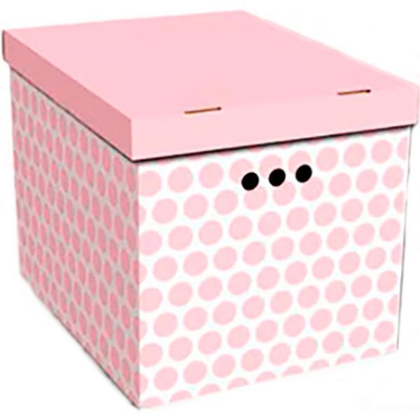 Ящик картонний із кришкою Global-Pak 00022.3 горох рожевий 320x320x420 мм