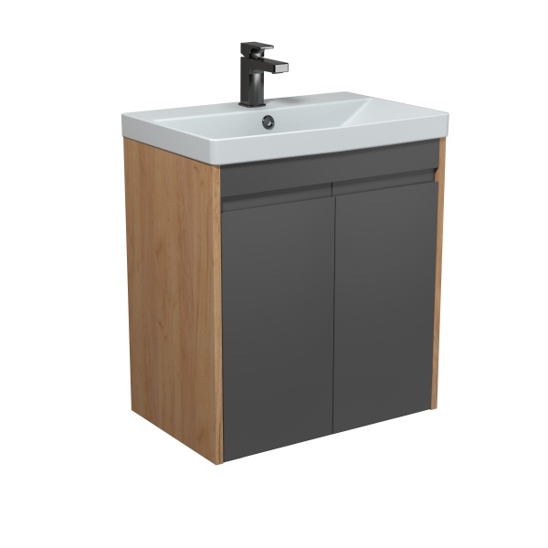 Тумба Мойдодыр Olive 60-U с умывальником Sempre 60 подвесная/напольная