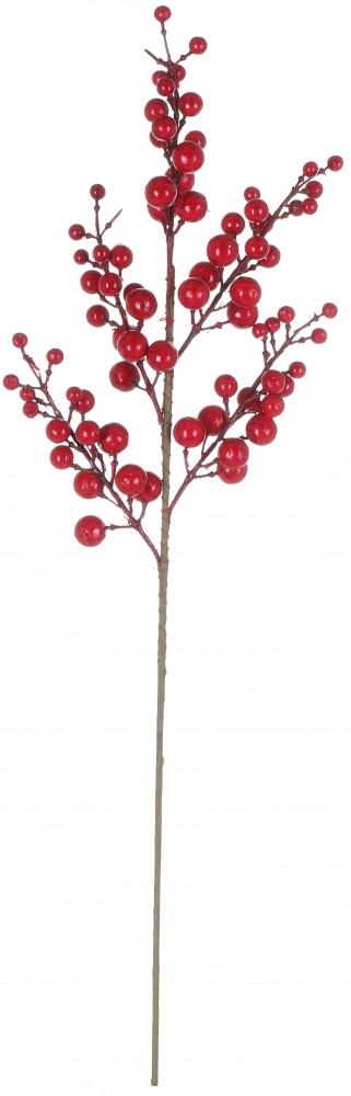 Декорація новорічна гілка з червоними ягодами 66 см RS1Z2397