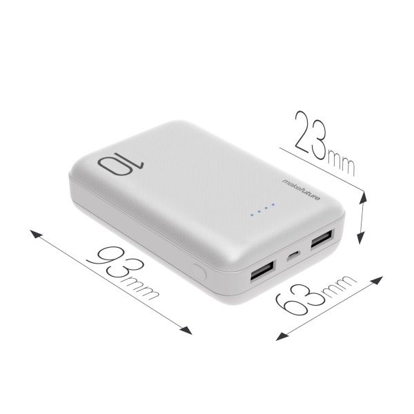 Универсальная мобильная батарея MakeFuture 10000 mAh (MPB-101WH) White 
