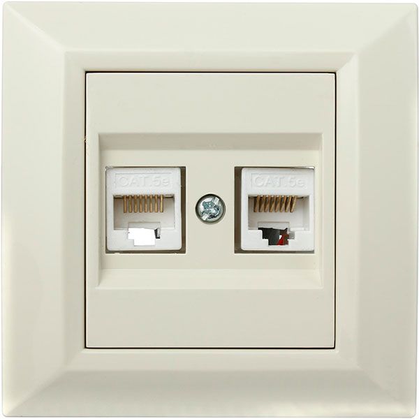 Розетка комп’ютерна подвійна UP! (Underprice) Vesta без втрати сигналу кремовий