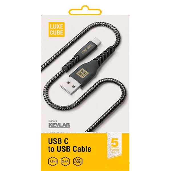Кабель Luxe Cube Kevlar 1,2 м чорний (8886668686242)